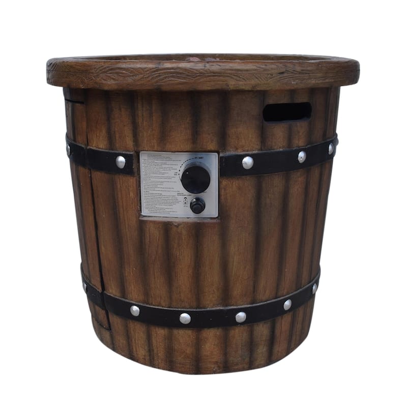 25 in. W x 24 in. H Iron Round Propane Gas Burning Outdoor Fire Pit in Brown