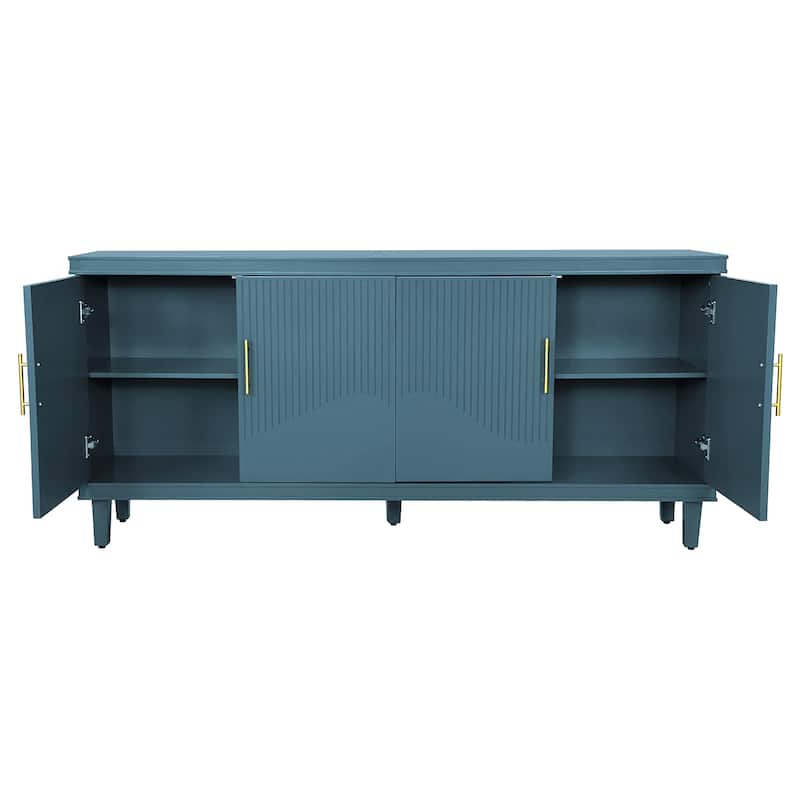 70 Inch Large Sideboard with Adjustable Shelves,Buffet Cabinet with Solid Wood Legs