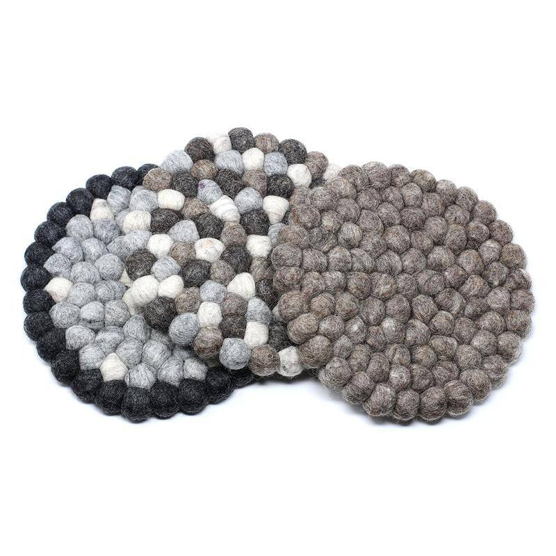 The Curated Nomad Southard Neutral Felt Ball Coaster (Set of 4)