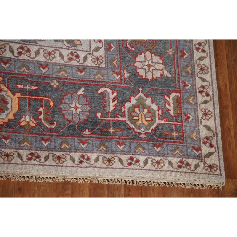 Gray Oushak Large Oriental Rug Hand-Knotted Wool Carpet - 11'10"x 14'10"