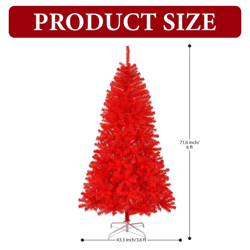 6FT/7.5FT Artificial Pine Christmas Tree with Durable Metal Stand,