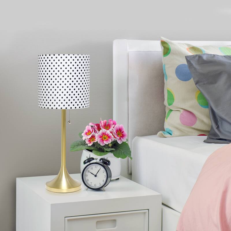 21 in. Gold and Polka Dot Finish Table Lamp with White Shade, Sturdy Table Lamp for Living Rooms and Bedrooms