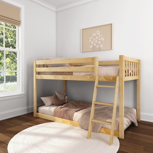 Max & Lily Twin over Twin Low Bunk Bed with Ladder - Bed Bath