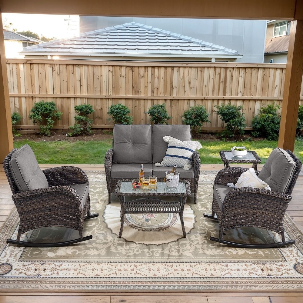 Gymojoy Outdoor Wicker Patio Furniture Loveseat and Chair Set