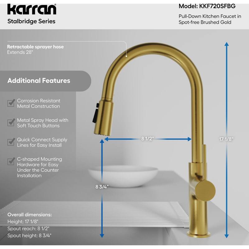 Karran USA KKF720 Stalbridge 1.8 GPM Single Hole Pull Down Kitchen
