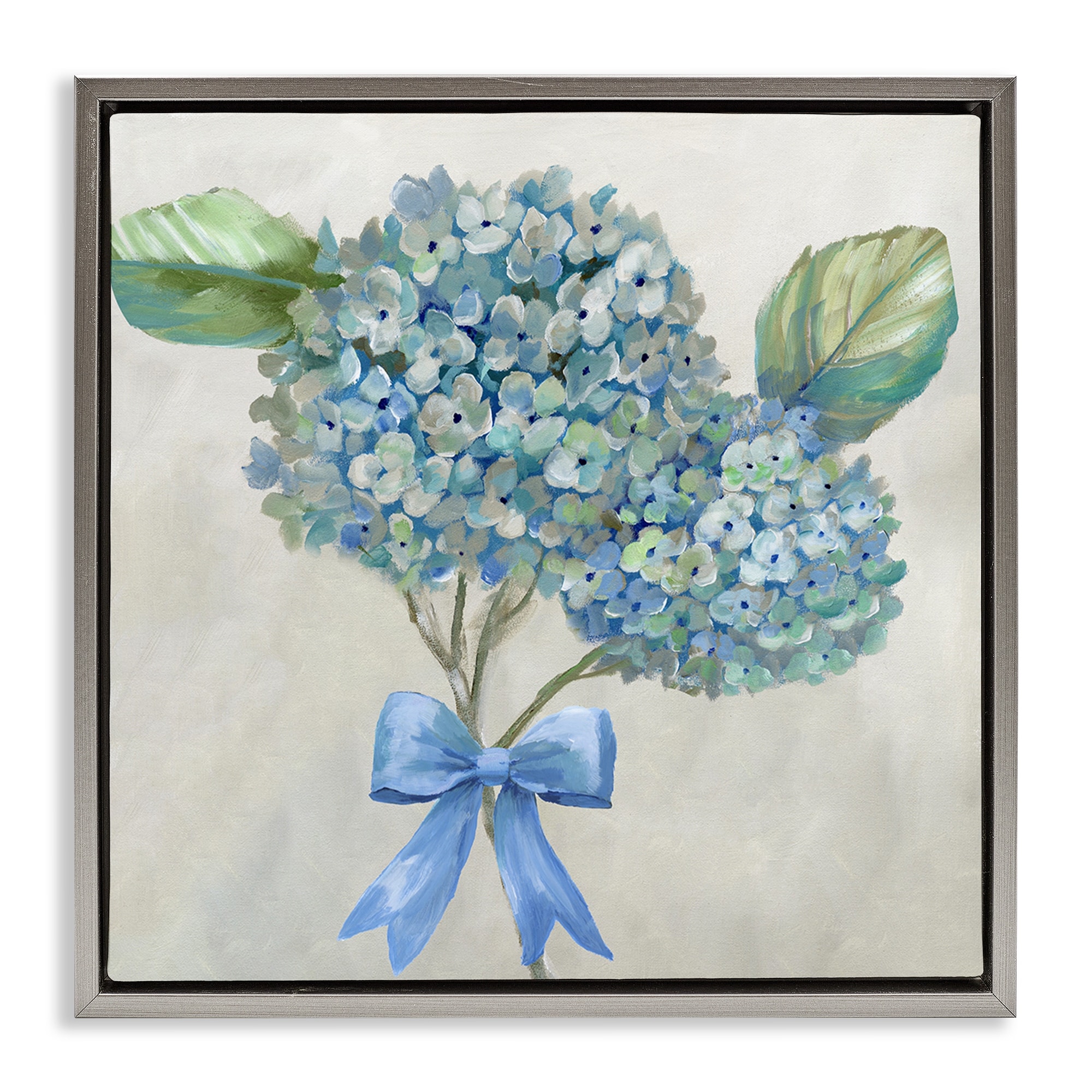 Stupell Hydrangea Beauty & Bow Framed Floater Canvas Wall Art Design By Nan