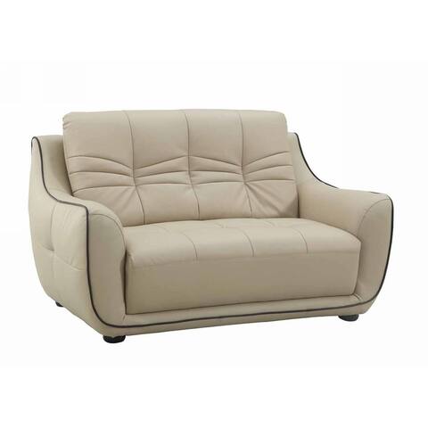 36" Elegant Beige Leather Loveseat - 36" x 69" x 37"