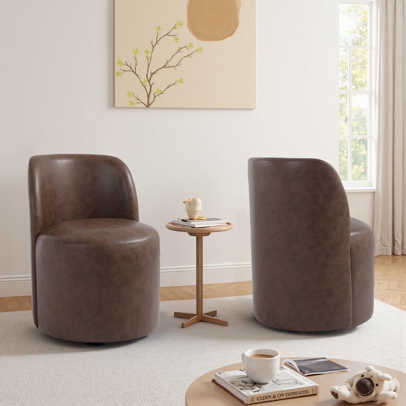 UIXE 2 Set Luxury Upholstered Dining Chairs Dining Room Kitchen Side Chair - Brown-Leather
