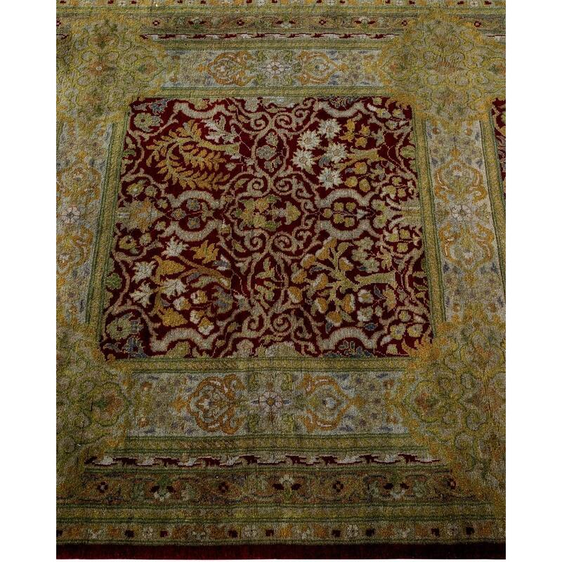 Overton Hand Knotted Wool Vintage Inspired Modern Contemporary Overdyed Red Runner Rug - 3' 2" x 12' 3"
