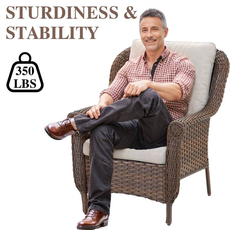 2 Piece Outdoor Arm Chair with Cushion Brown - Beige