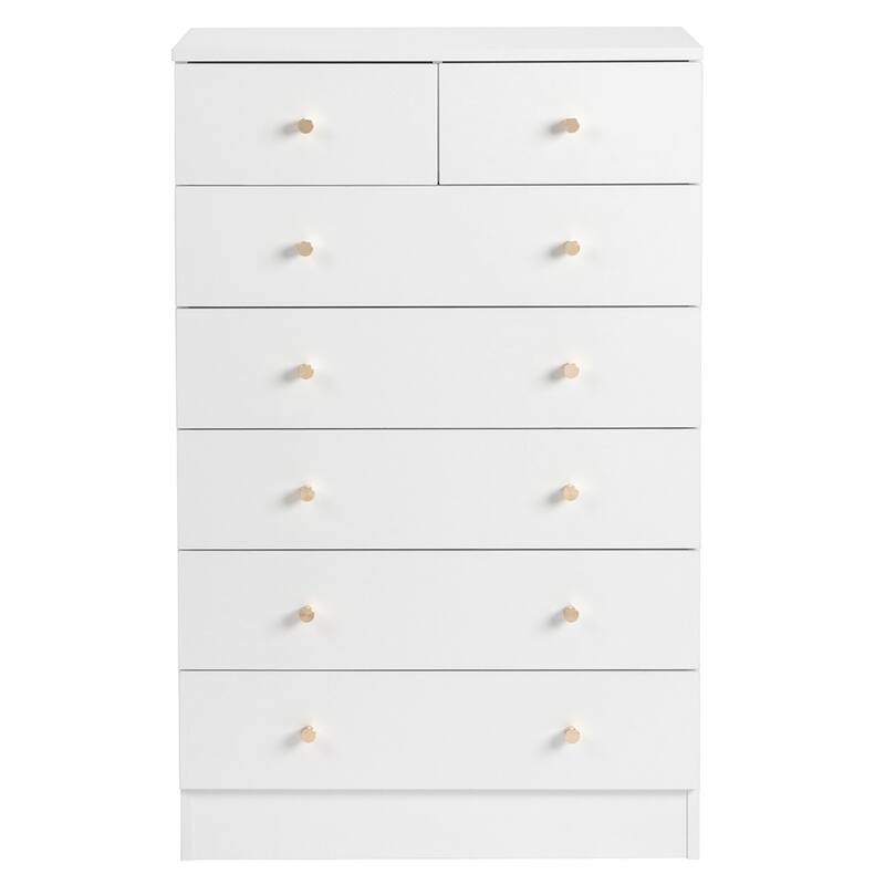 Simple Style Wooden 7-drawer Dresser with Metal Handles - White - 7-drawer