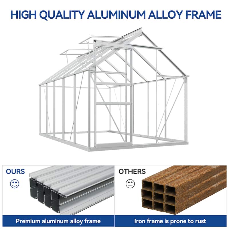 Moasis Polycarbonate Walk-in Hobby Garden Greenhouse with Aluminum Frame