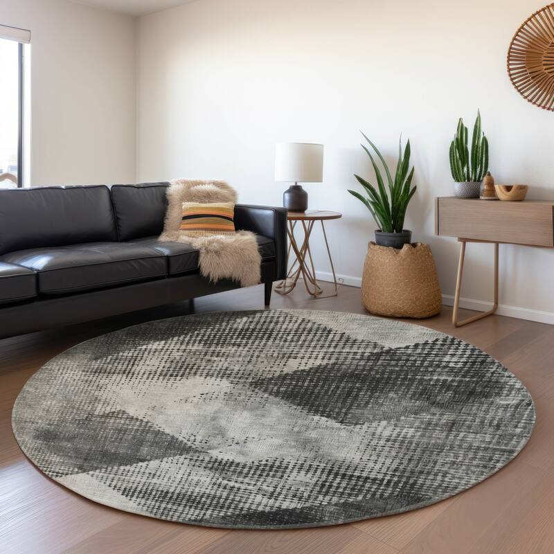 Premium Washable Super Soft Vintage Geo Mayfield Rug - Gray - 8' x 8'