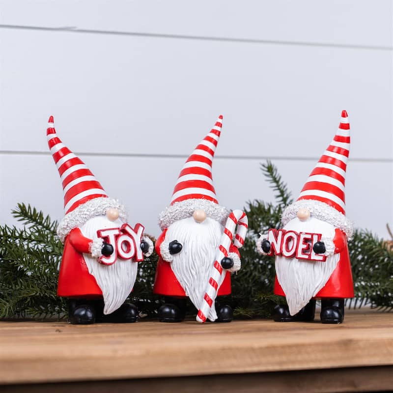 Set of 3 Santa Gnome Christmas Tabletop Figurines 7.5"