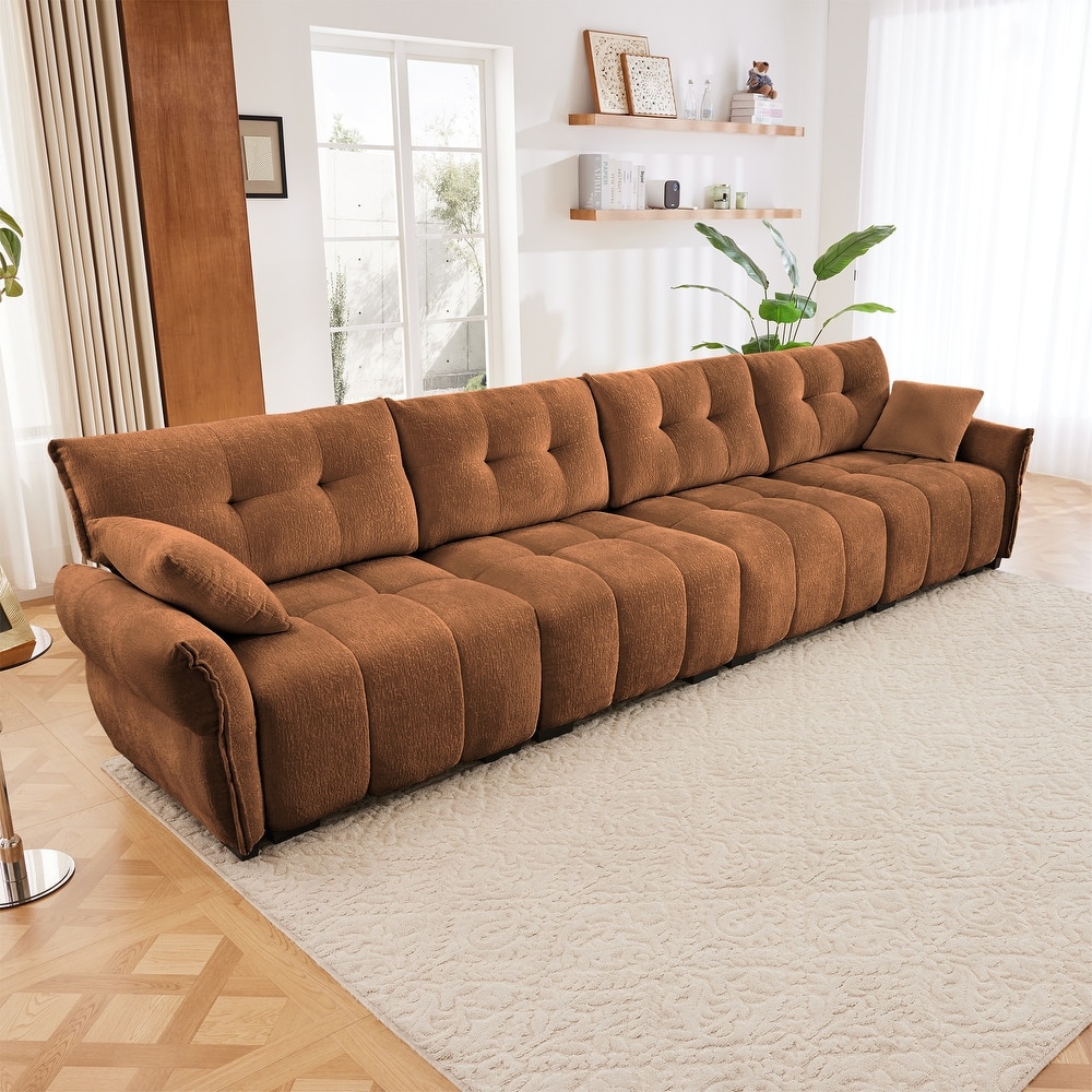 Modern 4-Seater Tufted Sofa Couch with Pillows