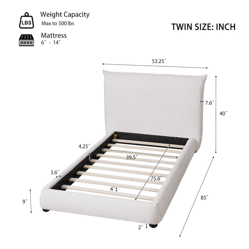 Christopher Knight Home - Naomi Modern Linen Upholstered King Platform Bed with Pillow-Back Headboard