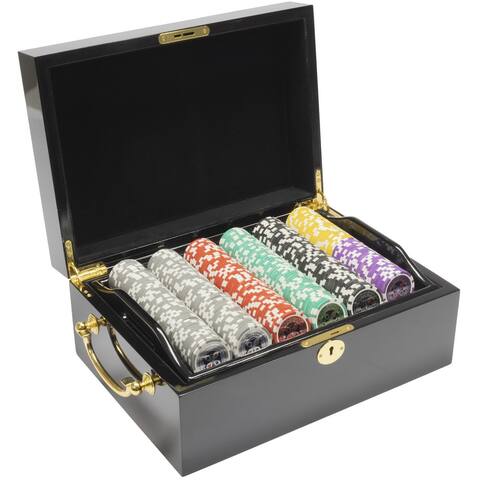 500 Ultimate Poker Chip Set Black Mahogany Wooden Case