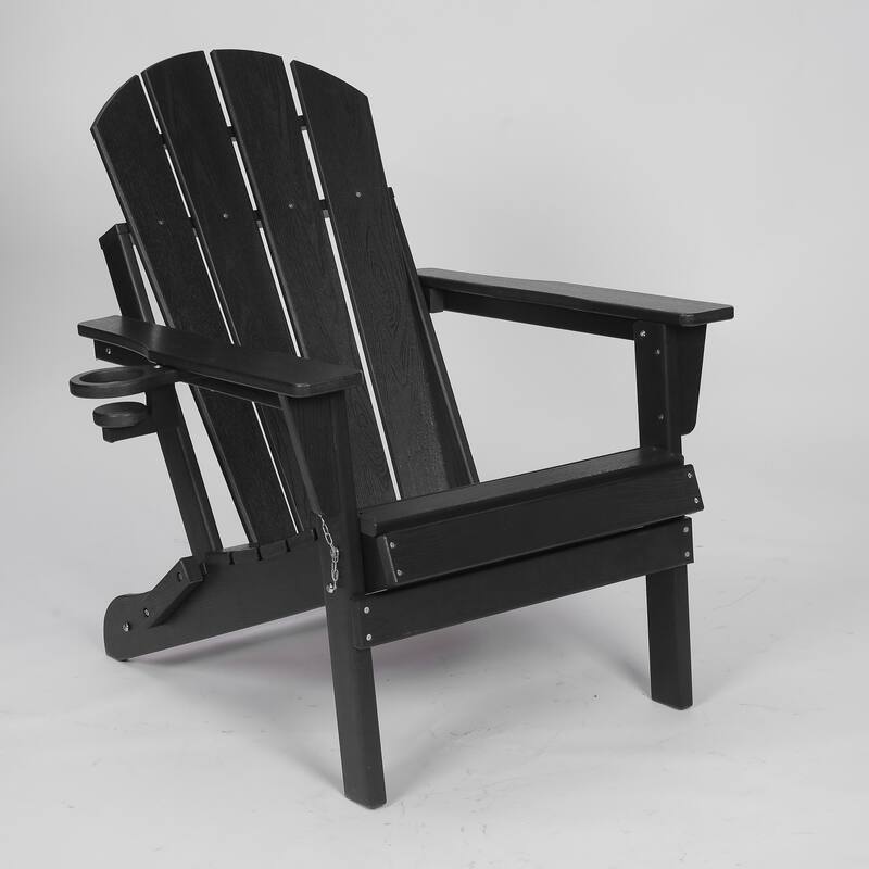 HDPE Folding Adirondack Chair with Dual Cup Holder - Composite Adirondack Chair with Wood Texture