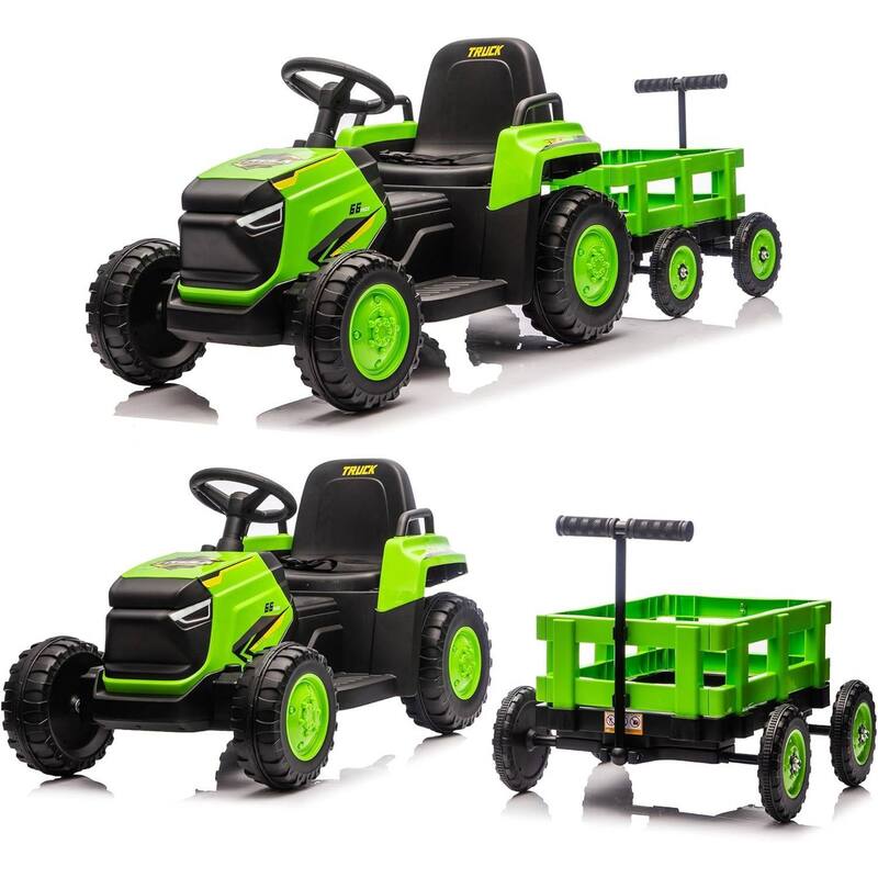12V Electric Toddlers Ride on Tractor Toy with Detachable Garden Cart for Kids Best Gifts