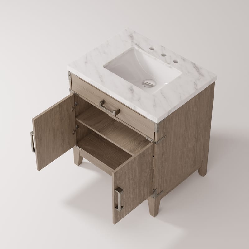 Laurel Bath Vanity with Carrara Marble Top and Sink
