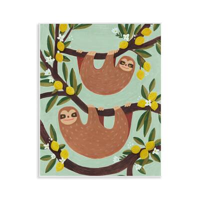 Stupell Hanging Sloths from Lemon Tree Wall Plaque Art Design By Irene Chan