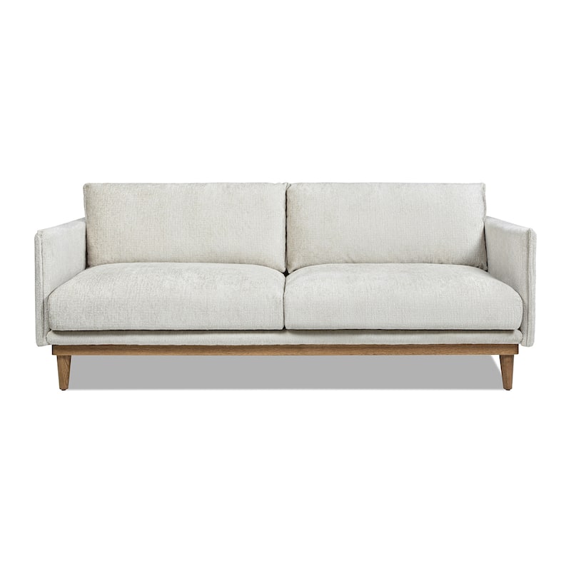 Haven 83" Oak Wood Chenille Flange Arm Sofa with Removable Cushions