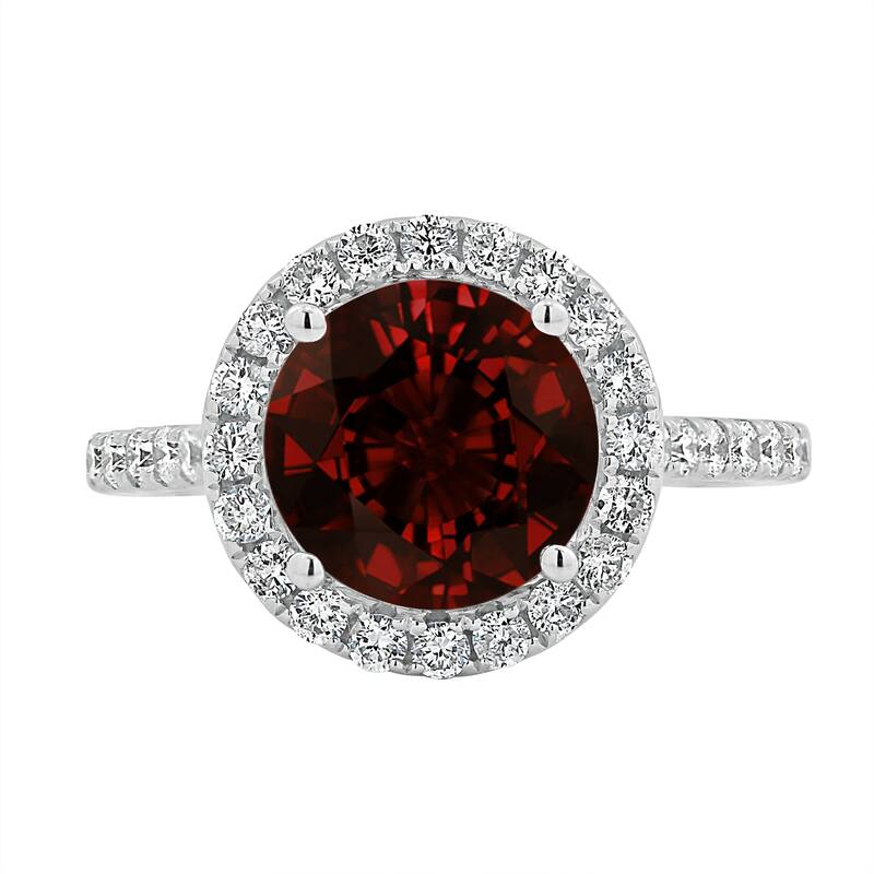 Auriya 3 1/3ct Fancy Round Garnet Gemstone and Halo Diamond Engagement Ring 5/8ctw 14k Gold