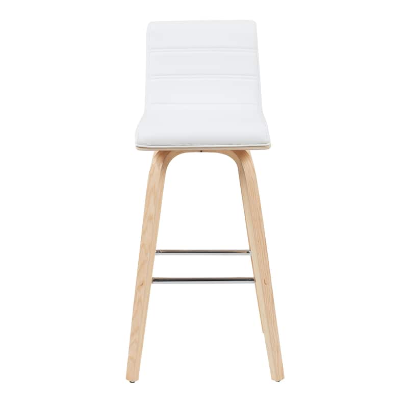 Skara Swivel Bar Stool, Upholstered Bar Height Chair with Bentwood Frame