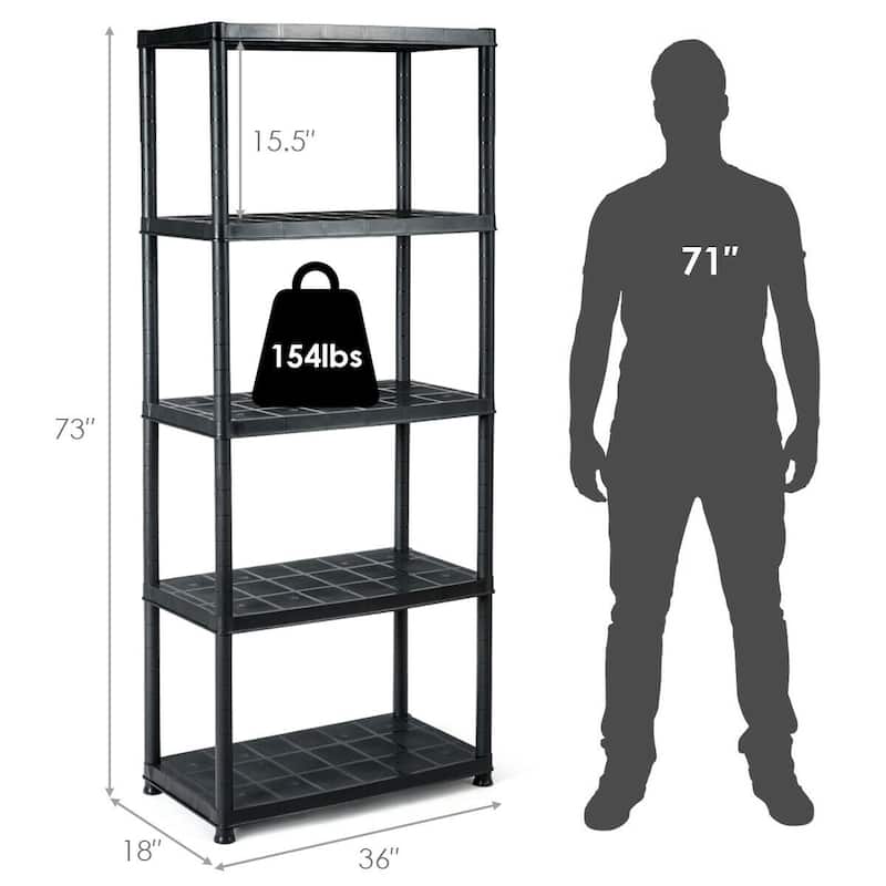 Gymax 2 Pieces 5-Tier Ventilated Shelving Storage Rack Free Standing ...
