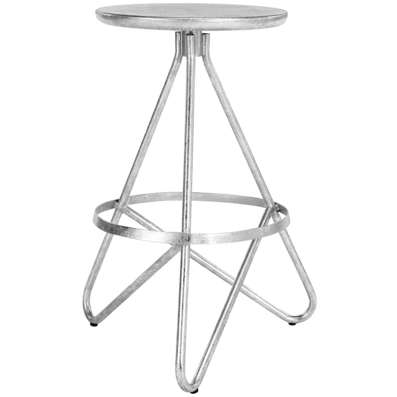 SAFAVIEH Shelley -24 Inch Silver Leaf Counter Stool - 16.5" x 16.5" x 24" - 17Wx17Dx24H
