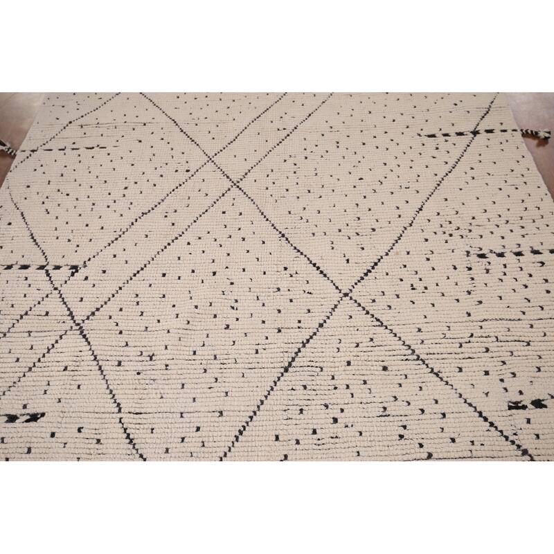 Striped Moroccan Area Rug Handmade Wool Carpet - 5'8" x 9'8"