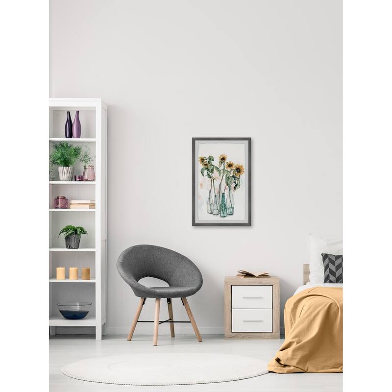 Sunflower and Wilted Leaves II Framed Wall Art, Floral Delight - A Blooming Accent for Your Living Space