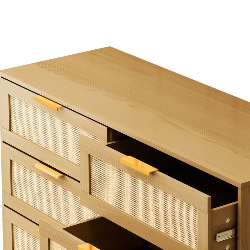 6 Drawers Rattan Dresser Rattan Drawer, Bedroom,Living Room