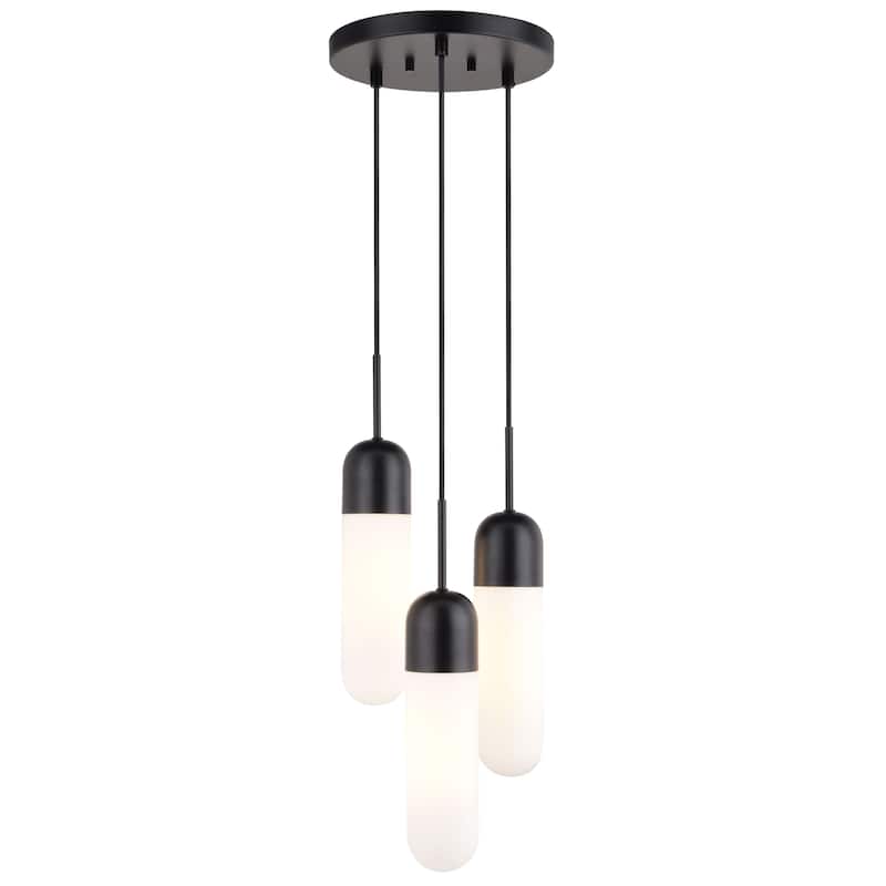 Thalia 3L Contemporary Pendant Light White Pill Glass