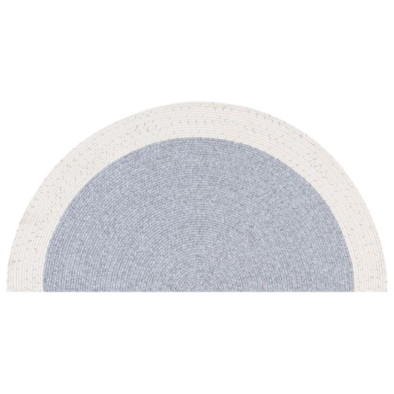 SAFAVIEH Handmade Braided Inese Washable Indoor/Outdoor Rug - Weather Resistant & Easy Cleaning - Grey/Ivory - 2' x 4' Half-Moon