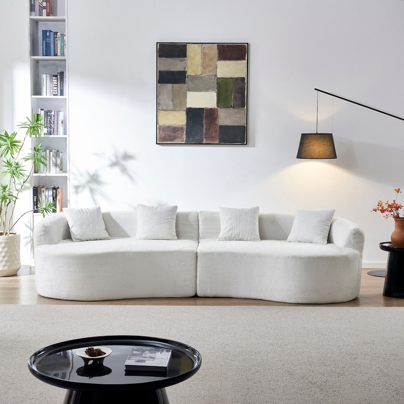 111.02" Curved Chenille Sectional Sofa, No Assembly Required