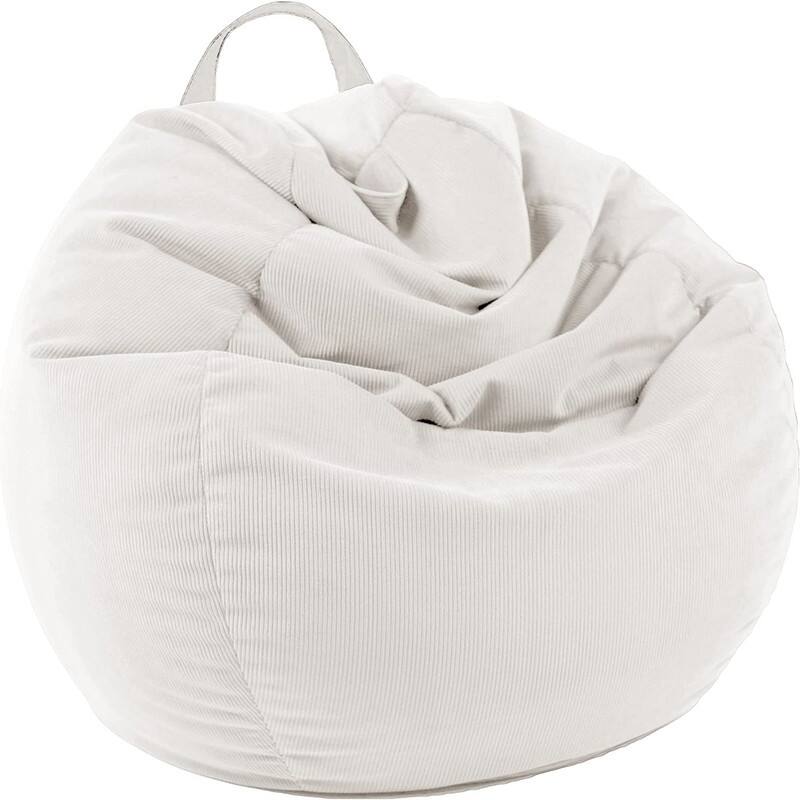 Corduroy Stuffable Bean Bag Chair Cover - White