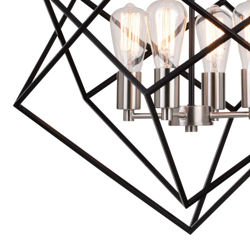 Rad 4 Light Mid-Century Modern Geometric Cage Bulb Pendant