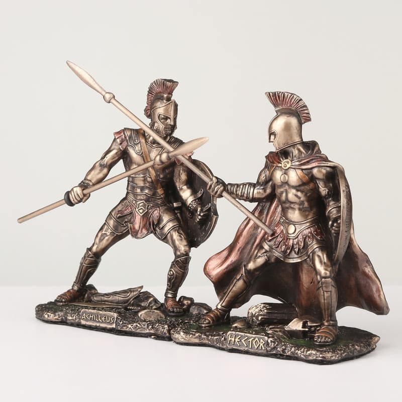 3.94 inches Width Polyresin Hector Fighting Achilleus Bronze Finish Figurine