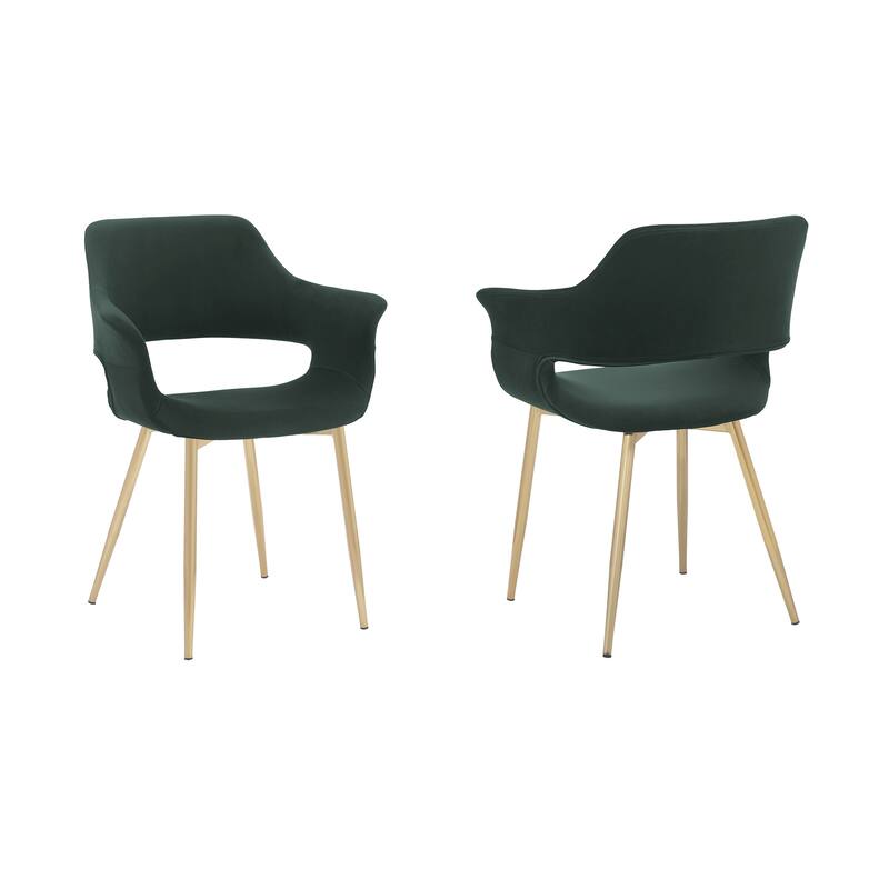 Gigi Modern Glam Velvet Dining Chairs with Gold Legs - Set of 2