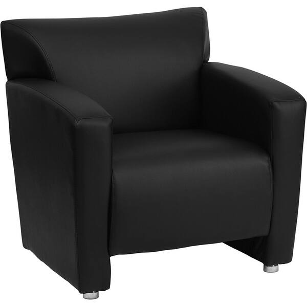 Brielle Black Leather Office Reception/Guest Chair w/Brushed Aluminium Feet Overstock 16628022