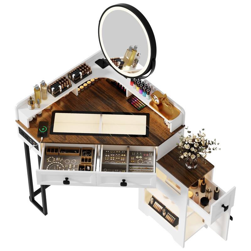Corner Makeup Vanity With Mirror