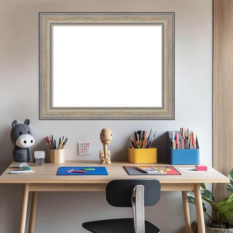Amanti Art Fleur Champagne Silver Framed Dry Erase Magnetic Board