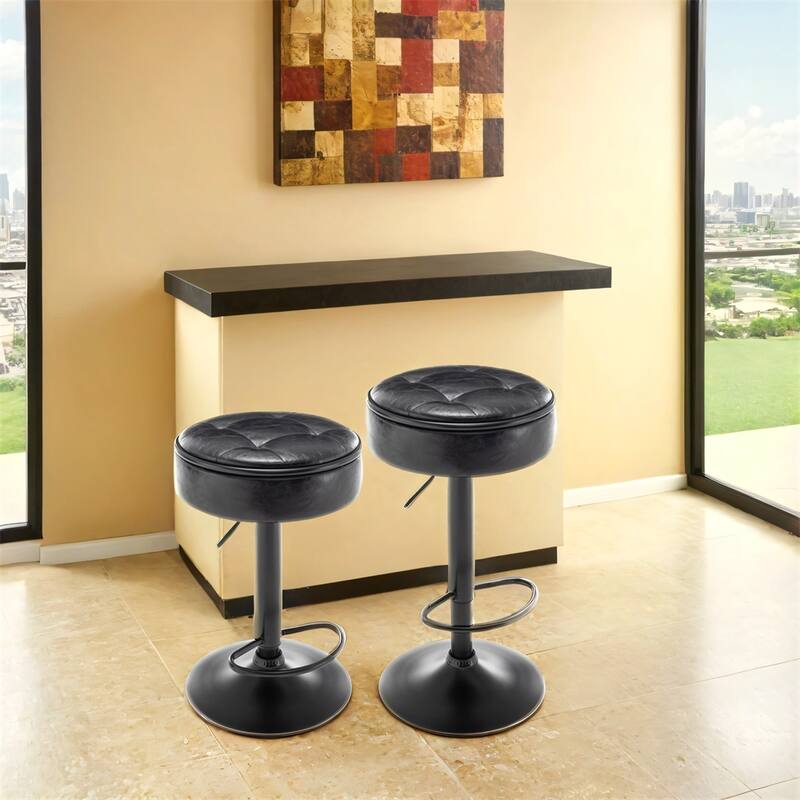 Round Storage Bar Stool,Height Adjustable Barstool,360 Swivel Stool