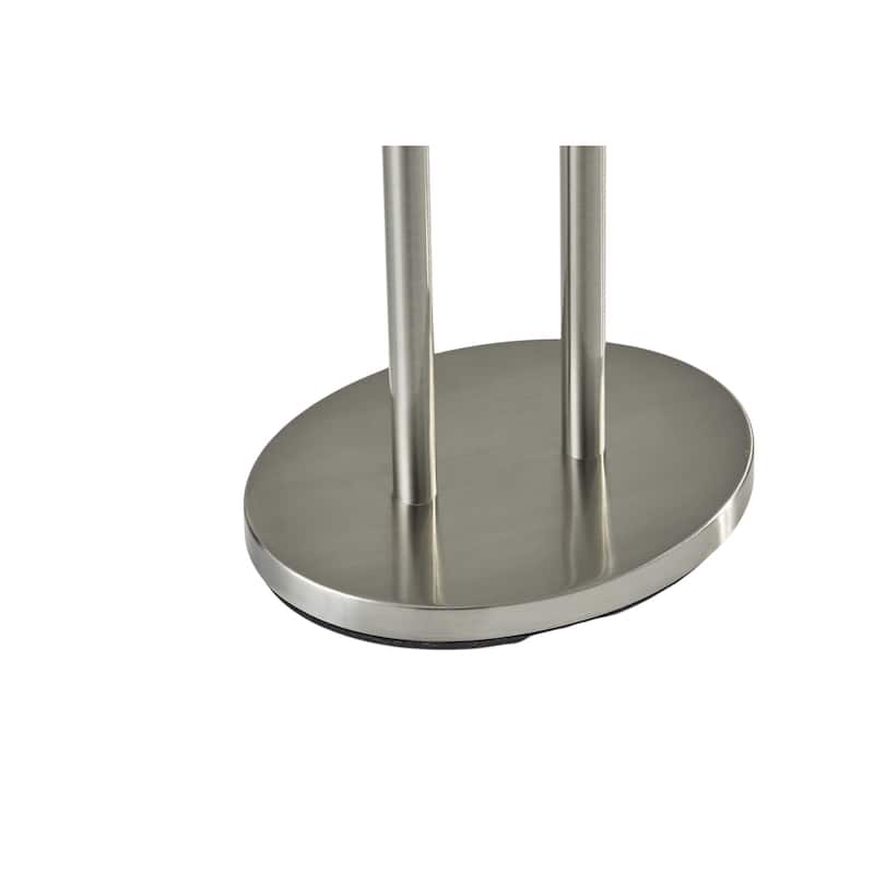 HomeRoots 62" Silver Metal Task Floor Lamp With White Fabric Drum Shade
