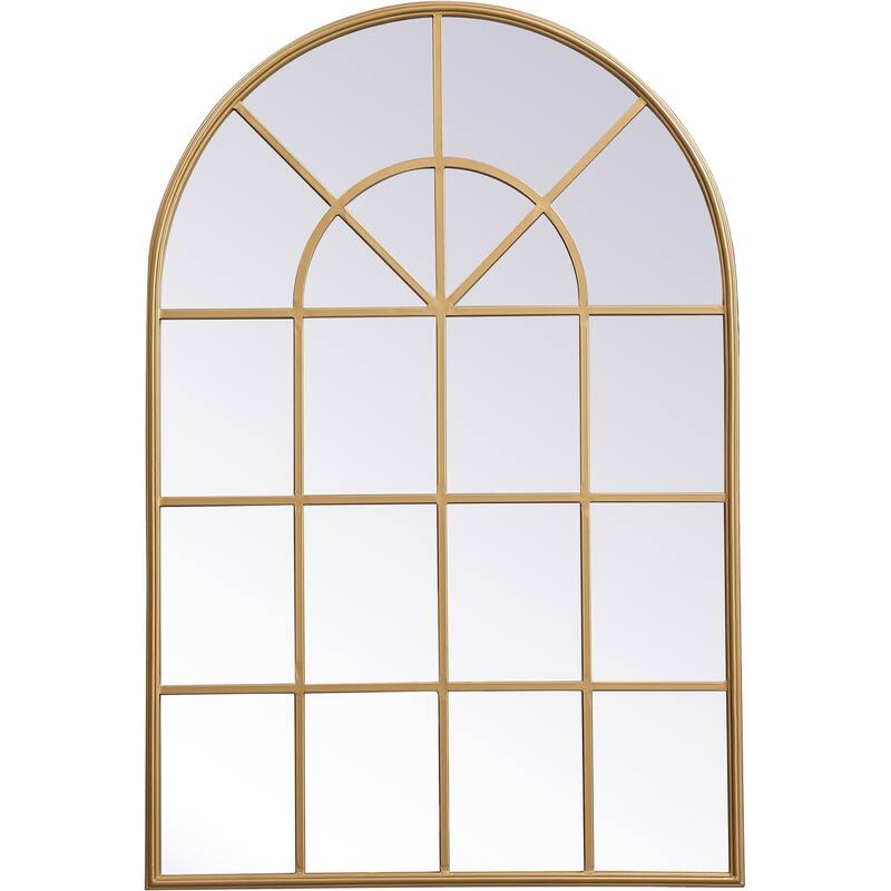 Elegant Lighting Motif 47-1/4" x 31-1/2" Arched Beveled Metal Framed - Brass