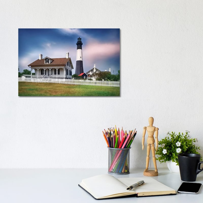 iCanvas "Tybee Island Lighthouse With The Keeper's Cottage, Savannah Beach, Georgia" by George Oze Canvas Print - 8x12x0.75