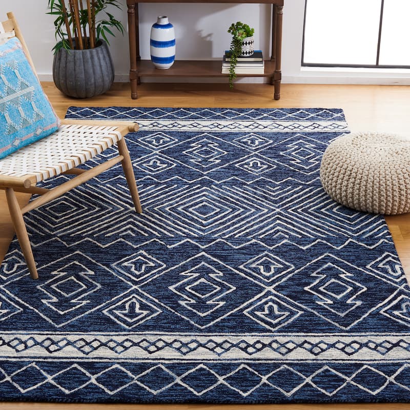 SAFAVIEH Handmade Metro Marfisa Boho Wool Rug - 8' x 10' - Navy/Ivory