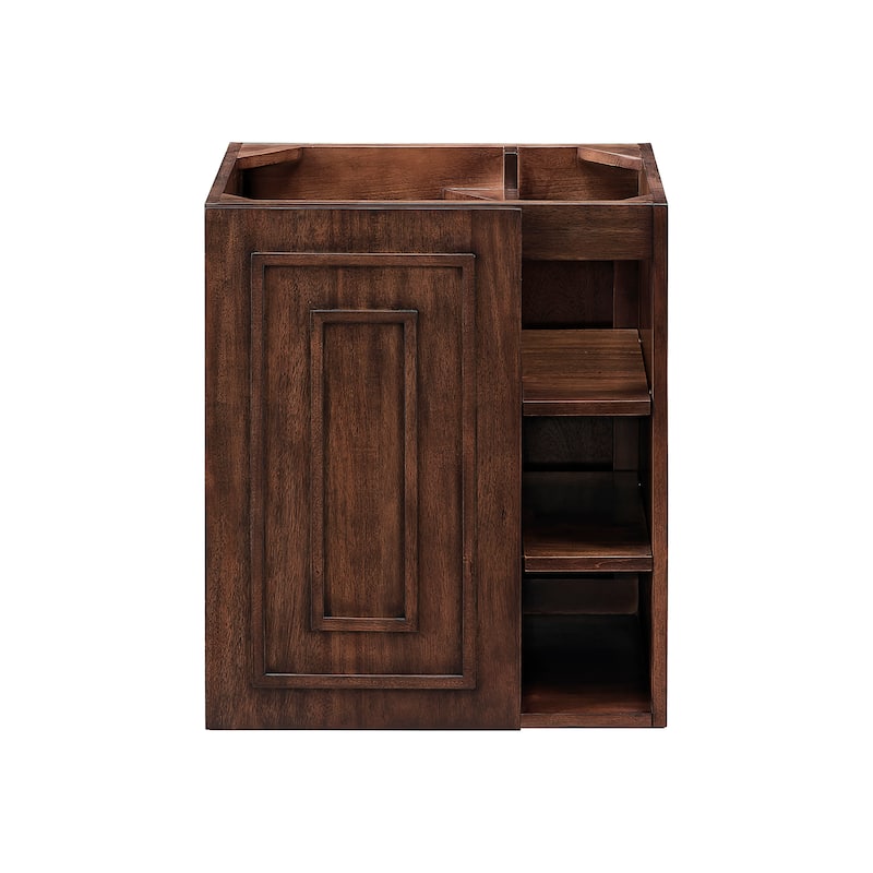 James Martin Vanities Alicante 24" Single Vanity Cabinet, Mid Century Acacia w/ White Glossy Composite Stone Top