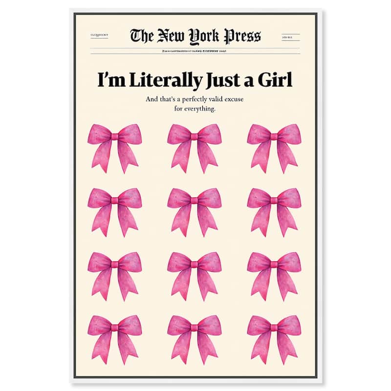 I'm Literally Just a Girl Canvas by Art Remedy - White - 24" x 36"
